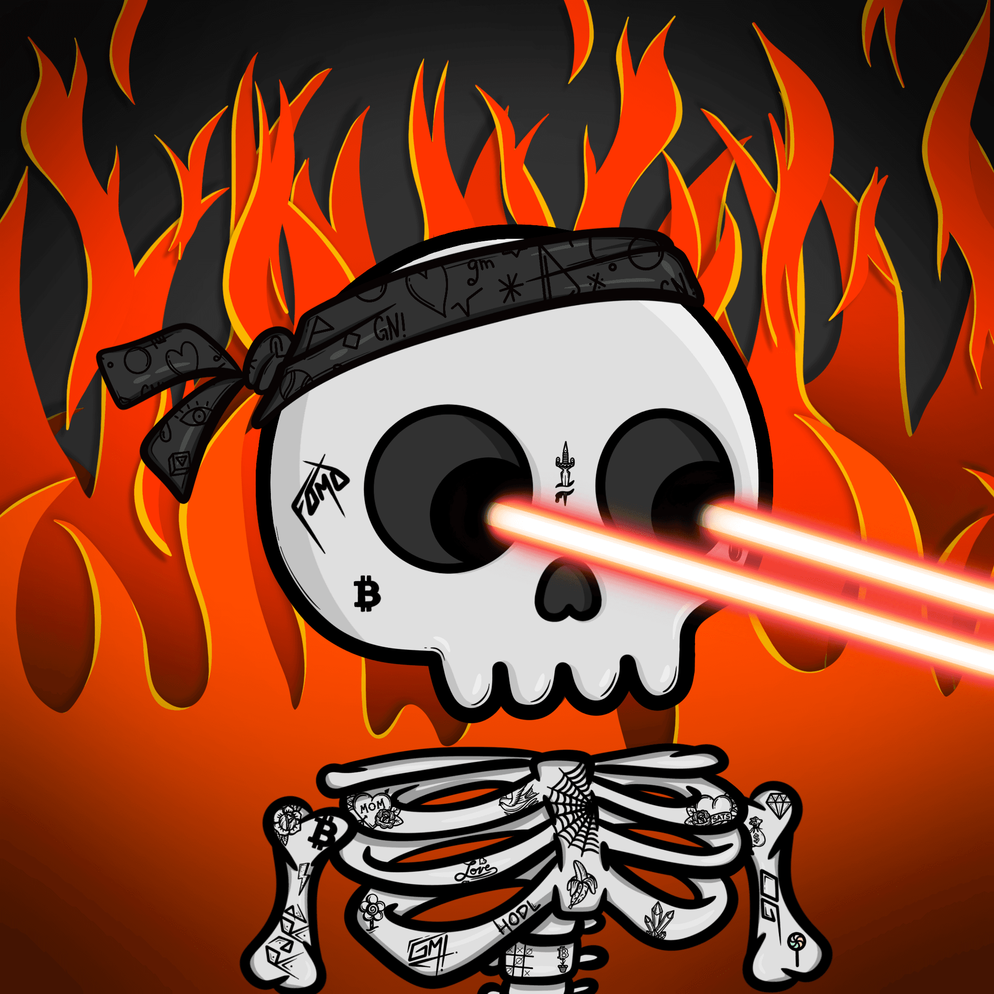 Image of Skelly Fully Tattooed Laser Eyes